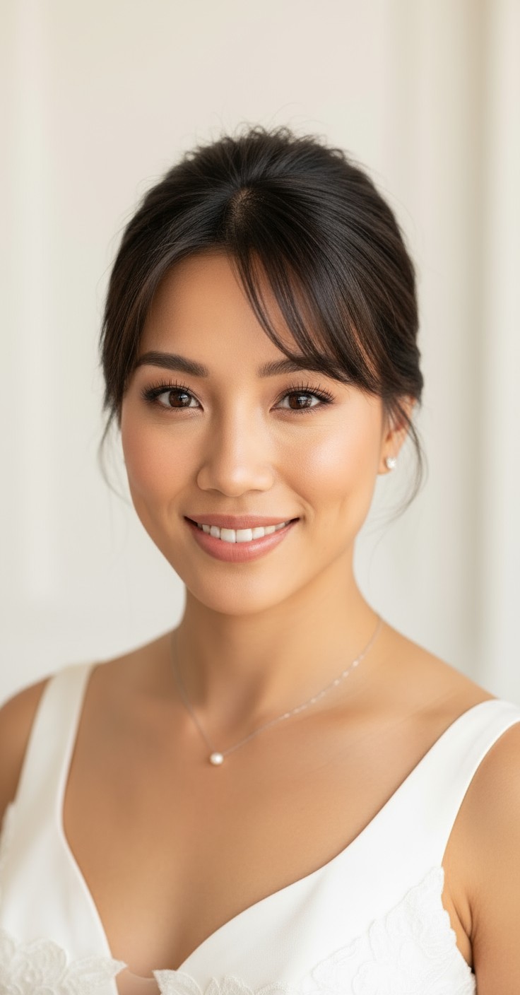 After Updo Wedding Hair With Bangs